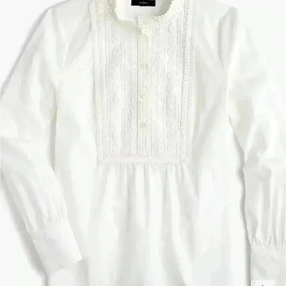 J.Crew Lace Bib Popover Shirt in White, size 14 - Picture 2 of 10